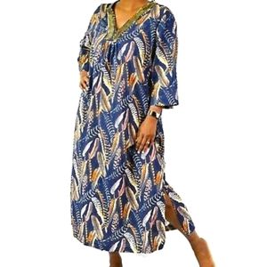 Kate Landry feather print lounge dress